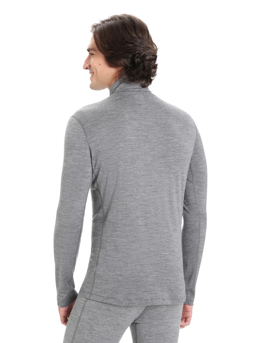 Gritstone Heather Men's Icebreaker Merino 200 Oasis Long Sleeve Half Zip Thermal Top Base Layers | USA 1360ILHS